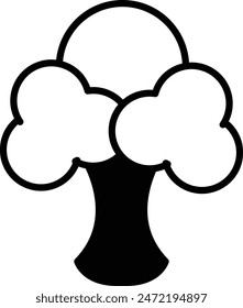 un icono de brócoli en estilo blanco y negro