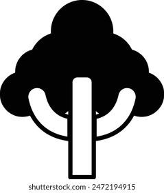 a Broccoli icon in white and black style