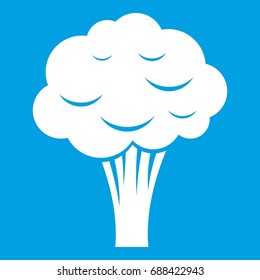Broccoli icon white isolated on blue background vector illustration