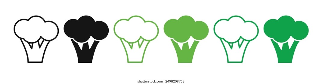 Broccoli Iconicon vector collection in outlined and solid style