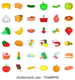 Broccoli icons set. Cartoon style of 36 broccoli vector icons for web isolated on white background