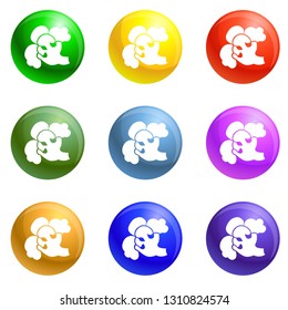 Broccoli icons vector 9 color set isolated on white background for any web design 