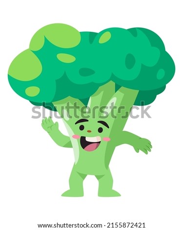 Broccoli illustration of dancing vegetable cheerfull caricature healthy joy fun character