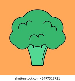 Broccoli Illustration flat design style isolated on orange background