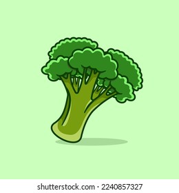 Broccoli-Vektorgrafik auf Cartografik auf isoliertem Hintergrund