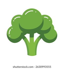 Broccoli illustration in vibrant green colors. Minimal vector graphic of healthy vegetable with cloud-like florets and stem. Clean, modern food icon perfect for nutrition, organic, and vegan project