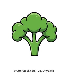 Broccoli illustration in vibrant green colors. Minimal vector graphic of healthy vegetable with cloud-like florets and stem. Clean, modern food icon perfect for nutrition, organic, and vegan project