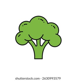 Broccoli illustration in vibrant green colors. Minimal vector graphic of healthy vegetable with cloud-like florets and stem. Clean, modern food icon perfect for nutrition, organic, and vegan project