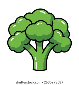 Broccoli illustration in vibrant green colors. Minimal vector graphic of healthy vegetable with cloud-like florets and stem. Clean, modern food icon perfect for nutrition, organic, and vegan project