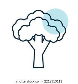 Broccoli isolated design vector icon. Vegetable sign. Graph symbol for food and drinks web site, apps design, mobile apps and print media, logo, UI