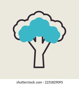 Broccoli isolated design vector icon. Vegetable sign. Graph symbol for food and drinks web site, apps design, mobile apps and print media, logo, UI