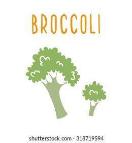 Broccoli isolated on white. Vector hand drawn illustration