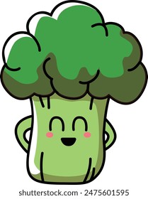 Broccoli with kawaii eyes. Flat design vector illustration of a broccoli
on white background.