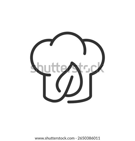 Broccoli with leaf, linear icon. Healthy vegetable or plant-based food. Line with editable stroke.