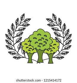 broccoli leaves fresh organic emblem