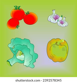 tomatо and broccoli lie on the tablecloth