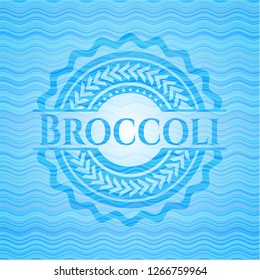 Broccoli light blue water wave badge.