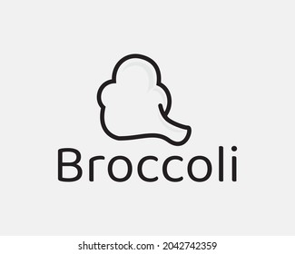 broccoli line art drawn vegetable logo template