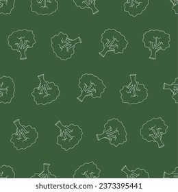 Broccoli line art seamless pattern. Suitable for backgrounds, wallpapers, fabrics, textiles, wrapping papers, printed materials, and many more.