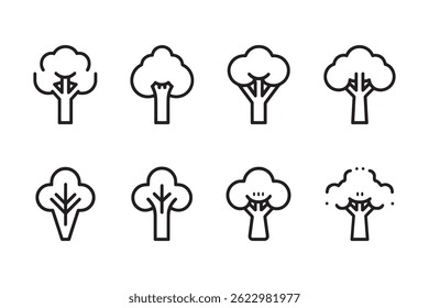 Broccoli line art in ultra-minimalist style