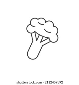 Icono de línea de brócoli, signo del vector de contorno, pictograma lineal aislado en blanco. Diseño de Stroke