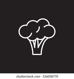 Broccoli line icon, outline vector sign, linear pictogram isolated on black. logo illustration