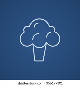 Broccoli line icon for web, mobile and infographics. Vector light blue icon isolated on blue background.