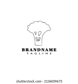 broccoli logo cartoon icon design cute black modern isolated vector illustration
