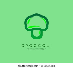 broccoli of logo design with green color. silhouette logo concept. minimalist logo design