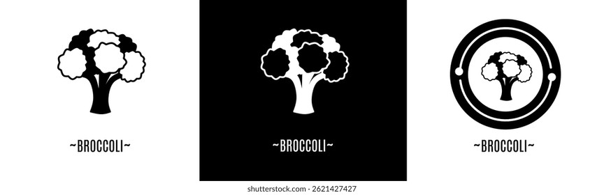Conjunto de logo de brócoli. Colección de logos en blanco y negro. Vector de acciones.