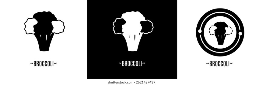 Broccoli Logo Set. Sammlung von schwarz-weißen Logos. Stock-Vektor.