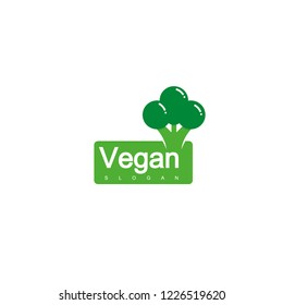 Broccoli Logo, Vegan Label Design Vector