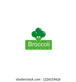 Broccoli Logo, Vegan Label Design Vector