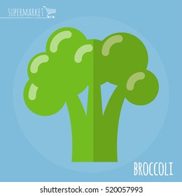 Broccoli.  Long shadow flat design vector icon.