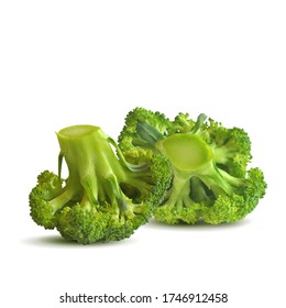 Broccoli low poly. Fresh, nutritious, tasty broccoli. Delicious and healthy lunch. Vector illustration. Broccoli in triangulation technique.