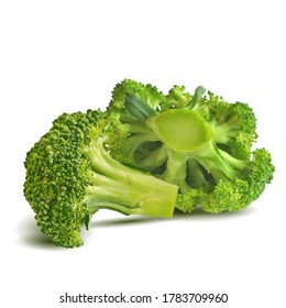 Broccoli low poly. Fresh, nutritious, tasty broccoli. Delicious and healthy lunch. Vector illustration. Broccoli in triangulation technique.