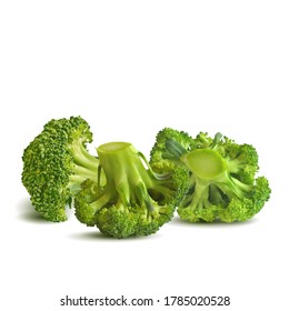 Broccoli low poly. Fresh, nutritious, tasty broccoli. Delicious and healthy lunch. Vector illustration. Broccoli in triangulation technique.