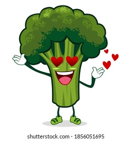 broccoli mascot cartoon in vector