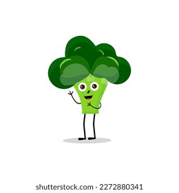 Broccoli mascot cartoon in vector. Cute happy smiling broccoli vegetable set collection. Vector flat cartoon character illustration icon design. content, happy, green smile, cheerful Face Emotion.
