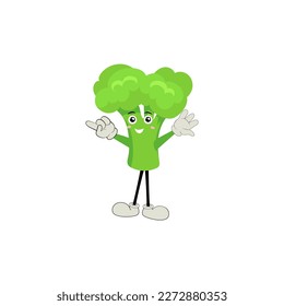 Broccoli mascot cartoon in vector. Cute happy smiling broccoli vegetable set collection. Vector flat cartoon character illustration icon design. content, happy, green smile, cheerful Face Emotion.