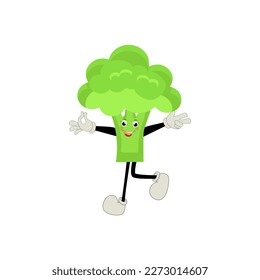 Broccoli mascot cartoon in vector. Cute happy smiling broccoli vegetable set collection. Vector flat cartoon character illustration icon design. content, happy, green smile, cheerful Face Emotion.