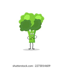 Broccoli mascot cartoon in vector. Cute happy smiling broccoli vegetable set collection. Vector flat cartoon character illustration icon design. content, happy, green smile, cheerful Face Emotion.