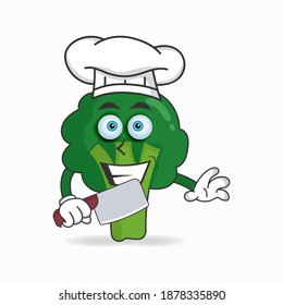 The Broccoli mascot character becomes a chef. vector illustration