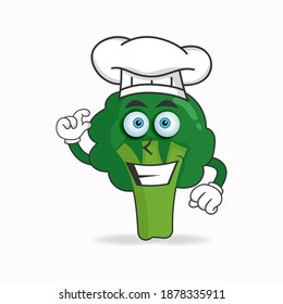 The Broccoli mascot character becomes a chef. vector illustration
