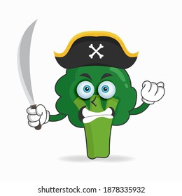 The Broccoli mascot character becomes a pirate. vector illustration