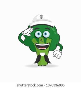 The Broccoli mascot character becomes a sailor. vector illustration