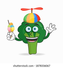 Broccoli mascot character with Brocoli and colorful hat. vector illustration