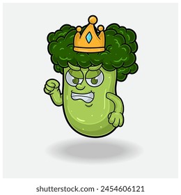 Broccoli Mascot Character Cartoon With Angry expression. Vector Illustrations