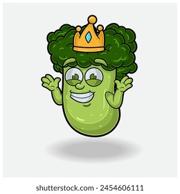 Broccoli Mascot Character Cartoon With Dont Know Smile expression. Vector Illustrations