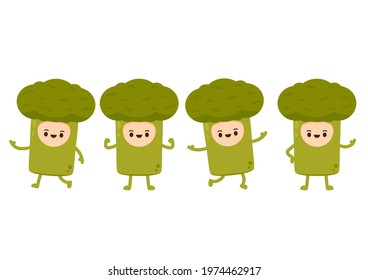 Broccoli mascot. Broccoli character design. Broccoli on white background.